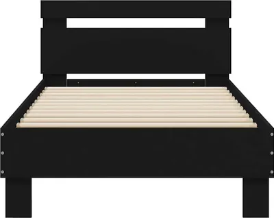 Produktbild von vidaXL Bettgestell mit Kopfteil und LED-Leuchten Schwarz 75x190 cm