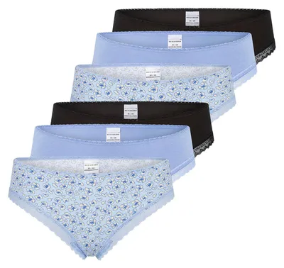 Produktbild von Schiesser Damen String Modern 6-Pack hellblau,blau,schwarz - Größe 42