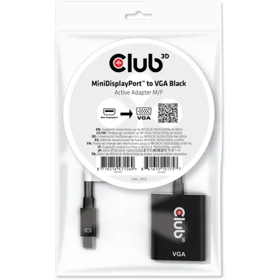 Zdjęcie produktu dla CLUB3D CAC-2113, 0,228 m, Mini Displayport, VGA, Męska, Żeńska, Prosty