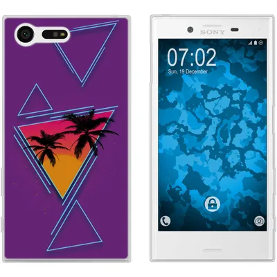 Produktbild von PhoneNatic Case kompatibel mit Sony Xperia X Compact Silikon-Hülle Retro Wave Palmen M3