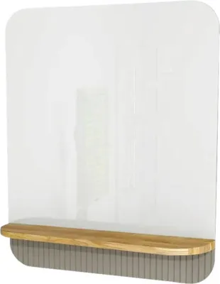 Obrázek produktu pro Zrcadlo do koupelny Devo Gloria 2.0 s dřevěnou poličkou 70 x 86 cm šedá matná GL2-LUPL70-2-F111D01