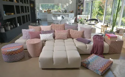 Produktbild von H.O.C.K. Bobo Sitzkissen mit Biese 40x40x6cm kleingemustert col. 8 rosa