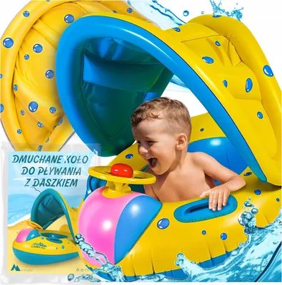 Produktbild von Montavelo | Schwimmring für Babys - mit Sonnenschutz und Lenkrad - stabil und sicher - ideal für den Sommer