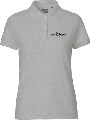 Produktbild von Huuraa Damen Polo Shirt her Queen Krone XXL Sport Grey Bio Baumwolle Fairtrade Poloshirt Geschenkidee