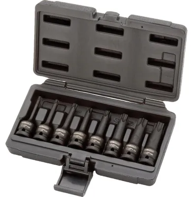 Productafbeelding van Set van 8 lange schokdopbits voor schroevendraaiers, TORX® 1/2'', van T30 tot T80 - KS TOOLS - 911.0901