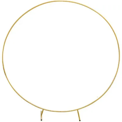Image de Arche de mariage ronde - Structure en métal pour arche de mariage, 2 mètres - Fond pour décoration de ballons et de fleurs - Anneau de décoration autoportant pour événements - Couleur : or