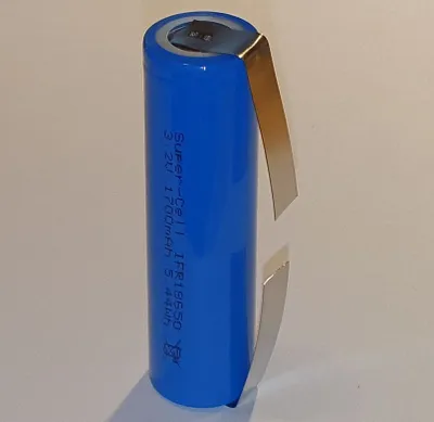 Produktbild von LiFePo4 Super-Cell Akku IFR-18650 3,2V 1700mAh 5,44Wh Akku Zelle mit U Lötfahnen