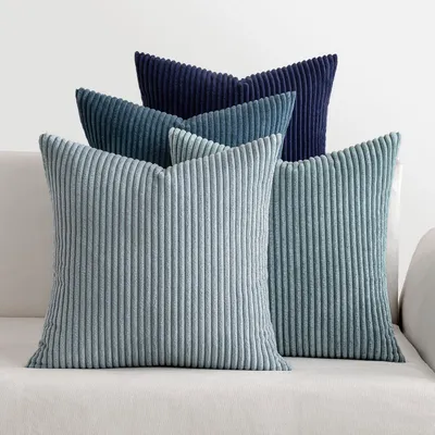 Produktbild von Kissenbezüge 60x60 cm 4er Set Kordsamt Dunkelblau