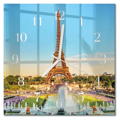 Produktbild von Tulup Glasuhr Wanduhr Küchenuhr Echt-Glas 30x30 cm Modern Dekorativ Geräuschlos Weiße Zeiger - Paris