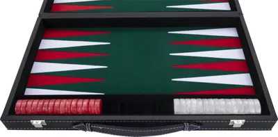 Image de Backgammon 18" vert/rouge/blanc avec feutrine