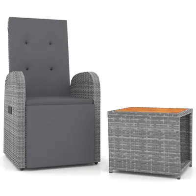 Obrázok produktu pre vidaXL 2-dielna záhradná obývacia súprava Grey Poly Rattan & masívne drevo Acacia