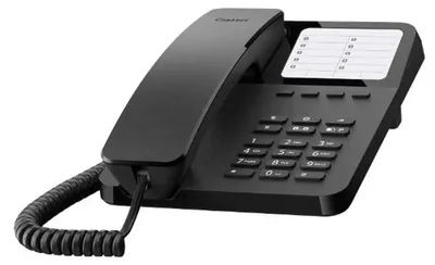 Produktbild von Gigaset DESK 400, Analoges Telefon, Kabelgebundenes Mobilteil, 10 Eintragungen, Schwarz