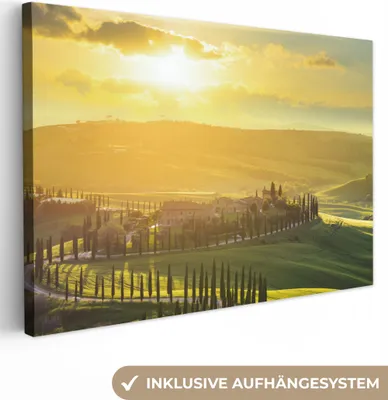Produktbild von MuchoWow® - Leinwandbilder - Toskana - Sonne - Italien, Wandbild, Wanddeko Bilder Wohnzimmer, 60x40 cm