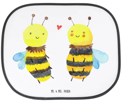 Produktbild von Mr. & Mrs. Panda Sonnenblende Auto Biene Verliebt - Weiß - Geschenk, Sonnenschutz, Seitenscheibe, Seitlicher, pkw