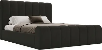Obrázek produktu pro Čalouněná postel 160x200 Valetta – manželská postel s velurovou látkou – úložný prostor, rošt a čelo postele – černá