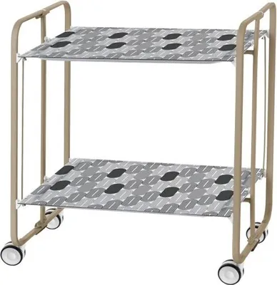 Image de DON HIERRO - Chariot de service pliable BAUHAUS avec roulettes - structure métallique couleur sable, 2 niveaux, 4 positions