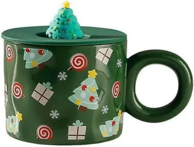 Image de Tasse de Noël en céramique avec couvercle 420ML, tasse à café thé lait, design de Noël