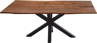 Produktbild von SAM® Esstisch Baumkante massiv Akazie nussbaum 180 cm Spider-Gestell schwarz QUINCY