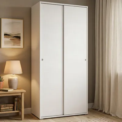 Produktbild von Dmora Kleiderschrank Dalia, Weiß, 2 Türen, 90x195 cm, 4 Böden