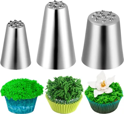 Produktbild von Grasglazuur Spritzbeutel Set - 3 Stück RVS Tipps für Tortendekoration