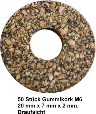 Zdjęcie produktu dla 50 sztuk Korek gumowy M6 20 mm x 7 mm x 2 mm