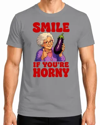 Produktbild von Smile If You're Horny Oma Aubergine Witzig Statement Sarkasmus Herren T-Shirt, Grau, XL