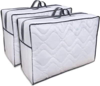 Produktbild von 2x Aufbewahrungstasche für Bettdecken - Tasche Aufbewahrung Bettwäsche