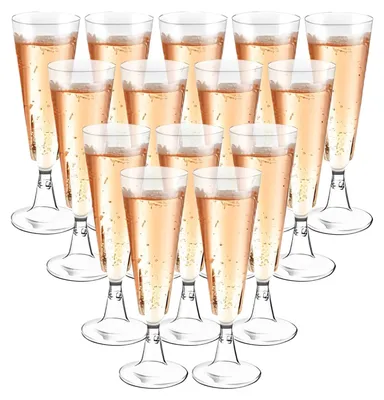30 Kunststoff-Champagnegläser, 160 ml, transparent, wiederverwendbar