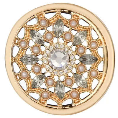 Produktbild von Morella® Damen Coin Blüte Zirkonia gold 33 mm