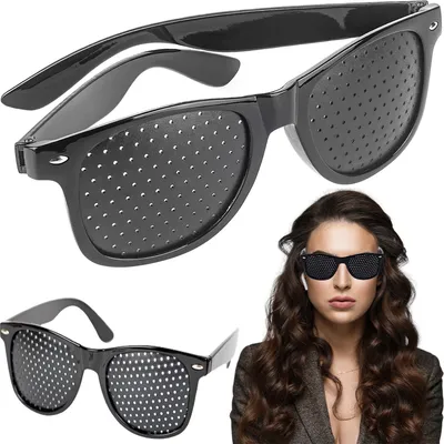 Produktbild von Rasterbrille Brille Sehkorrektur Lochbrille Augentraining zur Entspannung mit faltbaren Bügeln Pinhole Glasses Sehhilfe Schwarz Retoo