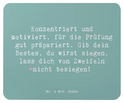 Produktbild von Mr. & Mrs. Panda Mauspad Spruch Prüfungen bestehen - Meeresbrise - Geschenk, computer, Mouse Pad, Motivation, Mousepad, Inspiration, Unterstützung, pc, laptop, Trost