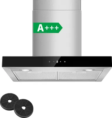 Image de Hotte aspirante murale, 400 m³/h d'évacuation d'air, ultra-silencieuse 52 dB, efficacité énergétique A+++, EU