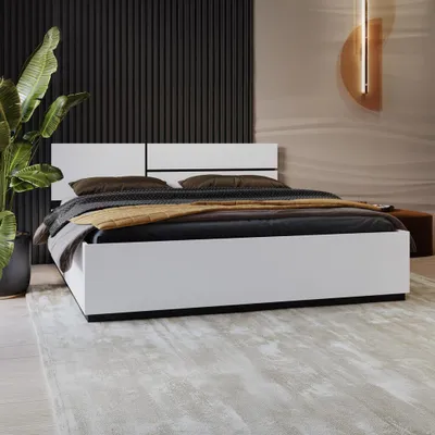 Obrázek produktu pro Manželská postel 180x200 GLENROSE s úložným prostorem - bílá / černá