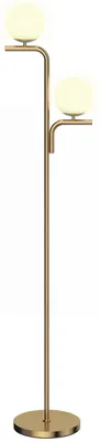 Image de Lampe sur pied LED avec 3 températures de couleur et interrupteur au pied | Couleur : Or | Dimensions : 28x33x170 cm