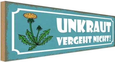 Produktbild von vianmo Holzschild 10x27 cm Unkraut vergeht nicht Garten Warnschild Hinweisschild