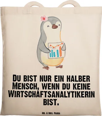 Produktbild von Mr. & Mrs. Panda Schultasche Wirtschaftsanalytikerin Herz - Transparent - Geschenk, Tasche, Tragetasche, dokumententasche, einkaufsshopper, Jutebeutel, Tote Bag