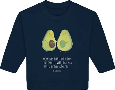 Produktbild von Mr. & Mrs. Panda Organic Baby Pullover Avocado Pärchen 6. - 12. Monat - French Navy - Geschenk, Familie, Liebe, Avocados, Bullover, Kinder, Hochzeit
