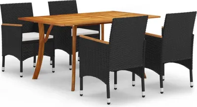 Produktbild von vidaXL 5-tlg. Garten-Essgruppe Schwarz