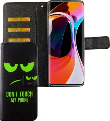 Zdjęcie produktu dla Etui na telefon komórkowy Xiaomi Mi 10 Etui ochronne z klapką i miejscem na kartę, kolor: Dont Touch My Phone Green
