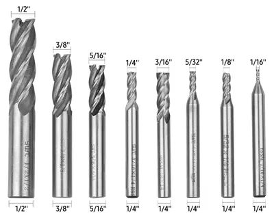Productafbeelding van 8 stuks massieve freesbeitels, boorpunten, 1/16''-1/2'', 4 sneden, snelsnijdend staal, freesset, HSS, sleutelgatfrees, CNC, rechte schacht