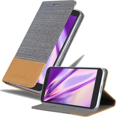 Produktbild von Cadorabo Hülle für Alcatel 3 2018 Schutzhülle in Grau Handy Hülle Etui Book Case Cover