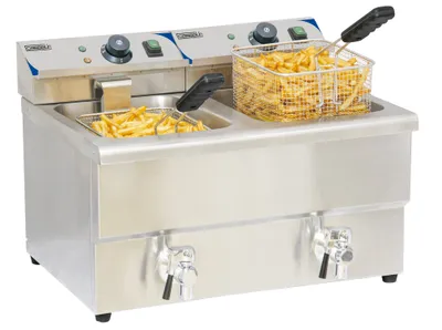 Produktbild von 2x8l 6500w elektrische friteuse mit ablassventil Casselin CFEV82