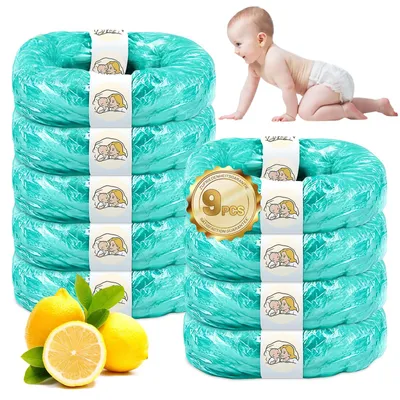 Produktbild von 9 Stück Nachfüllkassette für Windeleimer, Geruchsdicht und strapazierfähige, Windeleimer Nachfüllbeutel, Kompatibel mit den Meisten Windeleimern und Katzenstreueimer