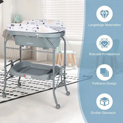 Immagine prodotto di Fasciatoio con vaschetta Fasciatoio portatile con copertura in PVC Grigio