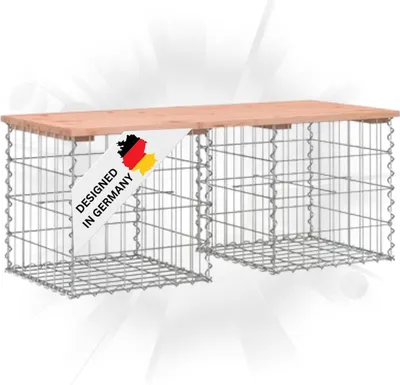 Produktbild von DELUKE® Gartenbank Gabionen BIKS aus Stahl | 103x44x42cm Massivholz Douglasie | Gabionenbank Gartentisch aus Gabionen Steinkorb Gabionengitter Ziergabione Drahtkorb befüllbar