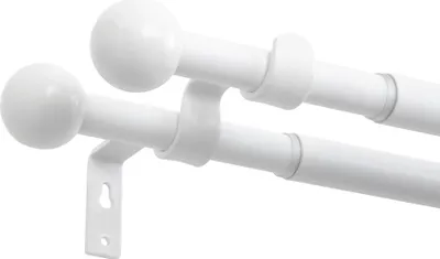 Produktbild von Mardom Home | Gardinenstange - Kugel - Weiß - Ausziehbar 160-290 cm - Vorhangstange Ø 19/16 mm - 2-läufig - Komplettstilgarnitur - für Gardinen