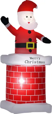 Produktbild von HOMCOM Weihnachtsdeko 2,10 m Weihnachtsmann mit Schornstein aufblasbar LED-Licht