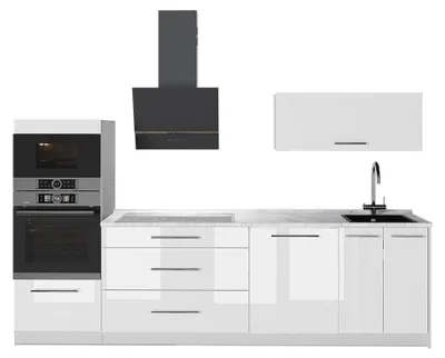 Productafbeelding van Complete keukeneenheid Vicco Fame-Line Wit Hoogglans/Wit 280 cm, WB Marmer, Model 64733