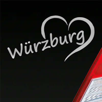 Produktbild von Auto Aufkleber Würzburg Herz Stadt City Liebe Love Heart 15x8 cm Silber Sticker Heckscheibenaufkleber