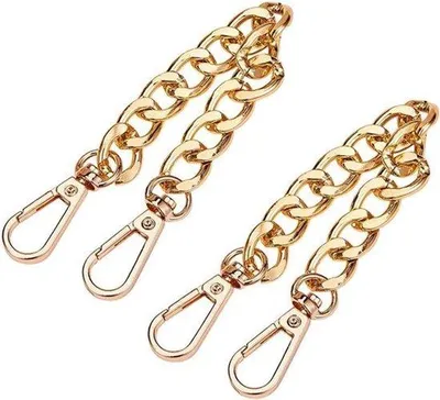 Zdjęcie produktu dla Metalowa taśma do kubków - przedłużka do torebki - złota - zamienna taśma do kubków - z zapięciem na drut - 20 cm - do różnych torebek - przedłużki do torebek, 2 sztuki, 19,8 cm.